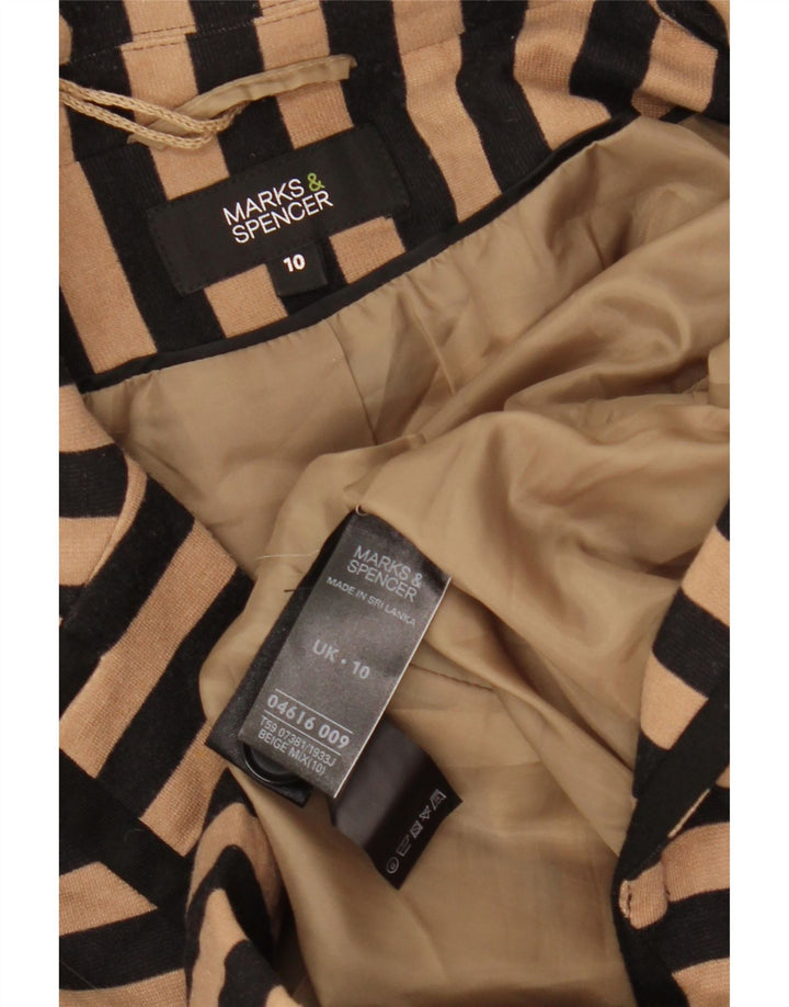 Marks & Spencer Damska marynarka typu Crop Blazer UK 10 w małe beżowe paski