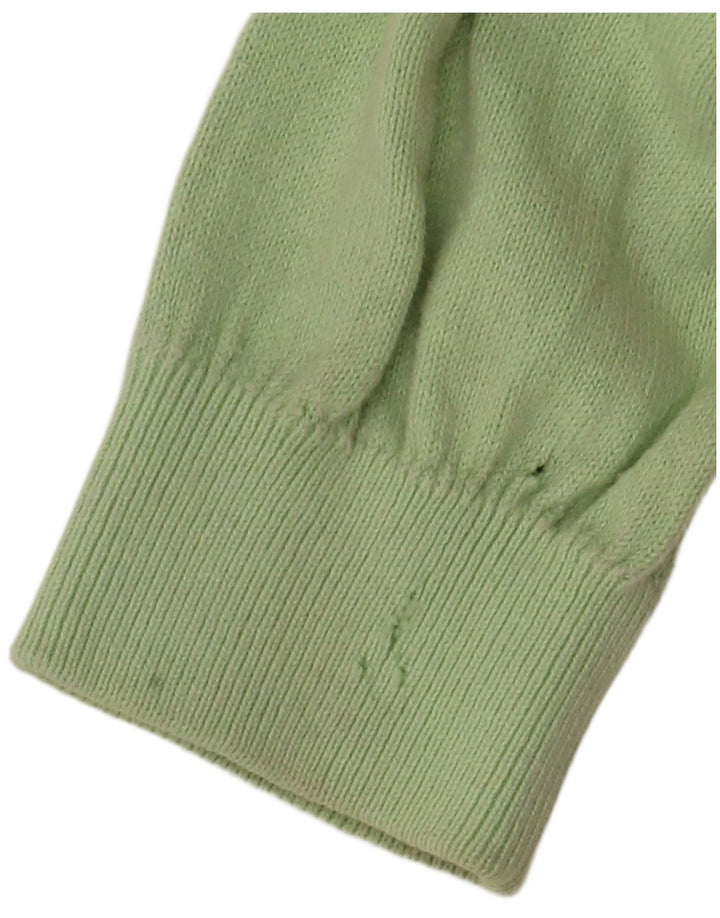 Damska koszulka polo BENETTON UK 16, duża, zielona, bawełniana w bloki kolorów