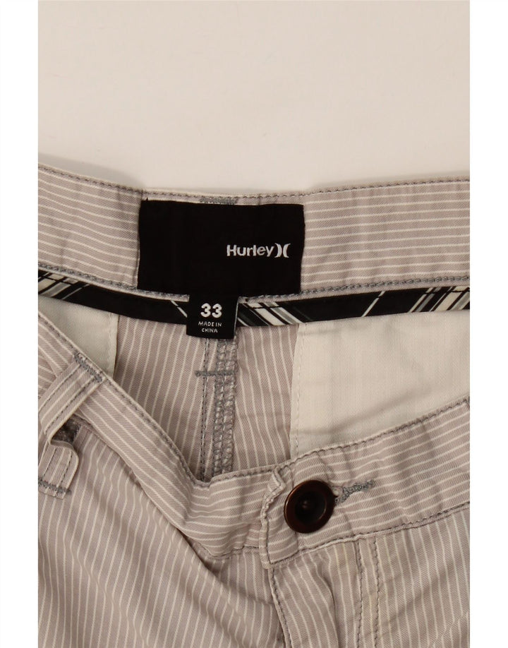 HURLEY Mens Chino Shorts W33 Medium  Grey Pinstripe Cotton Vintage Hurley and Second-Hand Hurley from Messina Hembry 