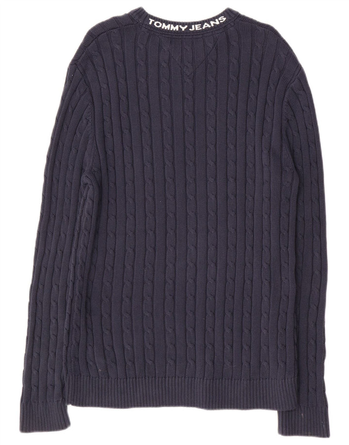 Męski sweter z okrągłym dekoltem TOMMY HILFIGER w kolorze średniego granatu