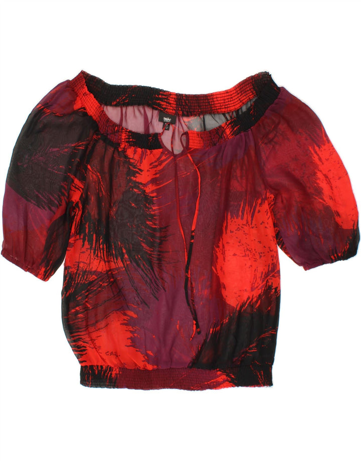 MOSSIMO Womens Abstract Pattern Shirt Blouse UK 14 Medium Red Polyester Vintage Mossimo and Second-Hand Mossimo from Messina Hembry 