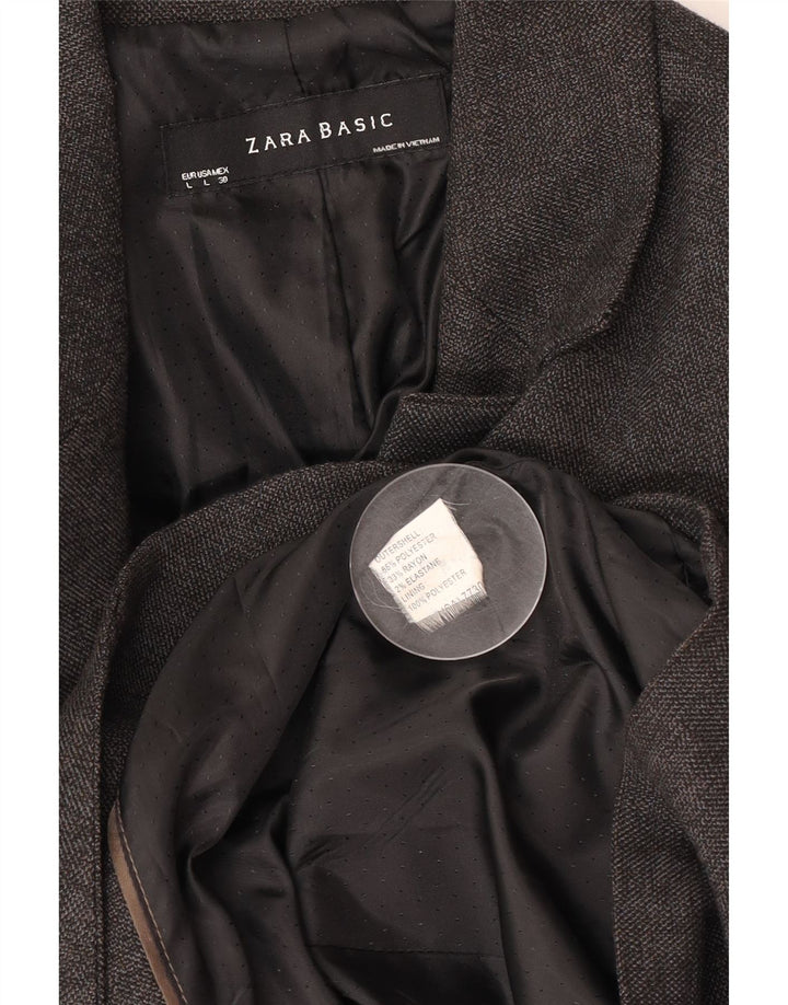 Damska marynarka Zara zapinana na 1 guzik UK 14, duża, szara, poliestrowa, klasyczna