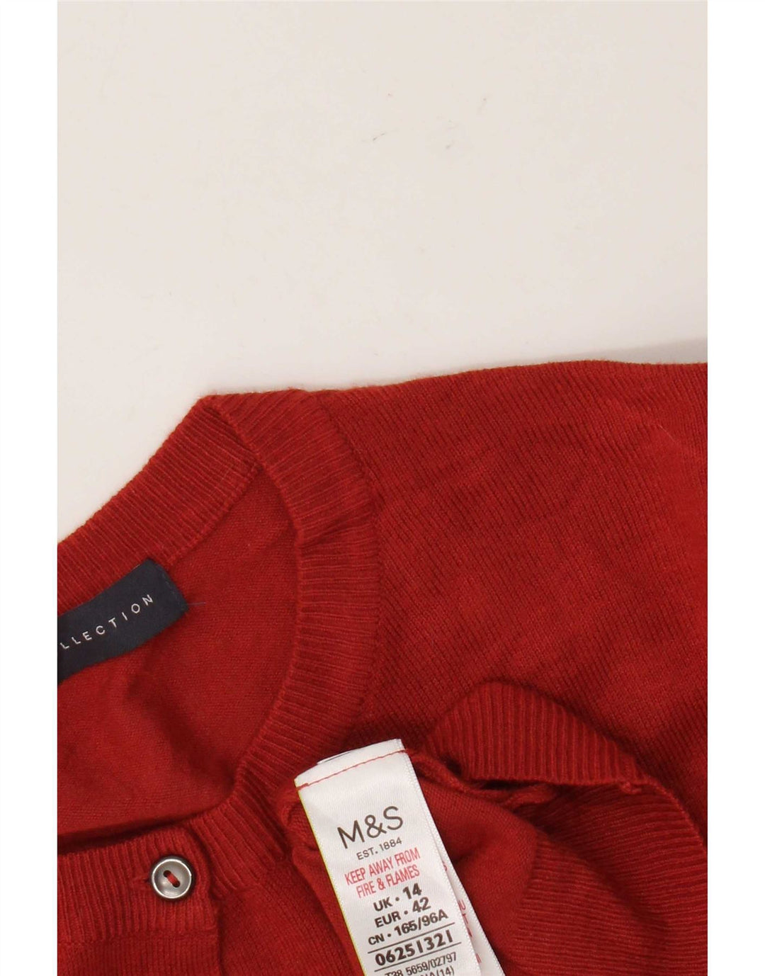 Marks & Spencer Damski sweter kardigan UK 14, duża, czerwona wiskoza