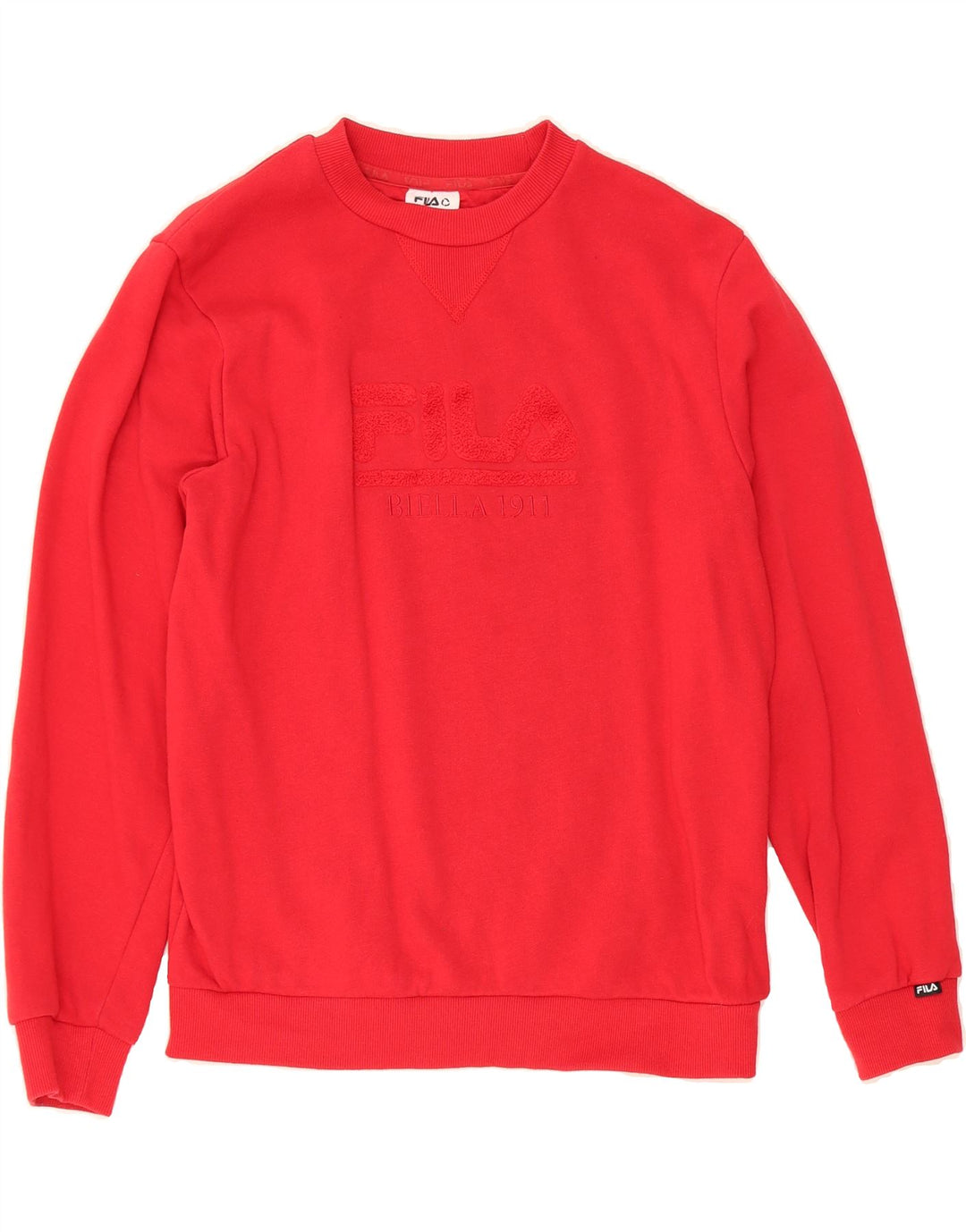 FILA Womens Graphic Sweatshirt Jumper UK 10 Small Red Cotton Vintage Fila and Second-Hand Fila from Messina Hembry 