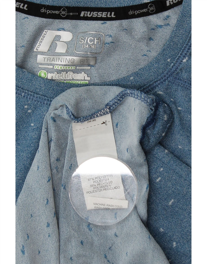 Męski T-shirt RUSSELL ATHLETIC Dri-Power Top, mały, niebieski, nakrapiany poliester