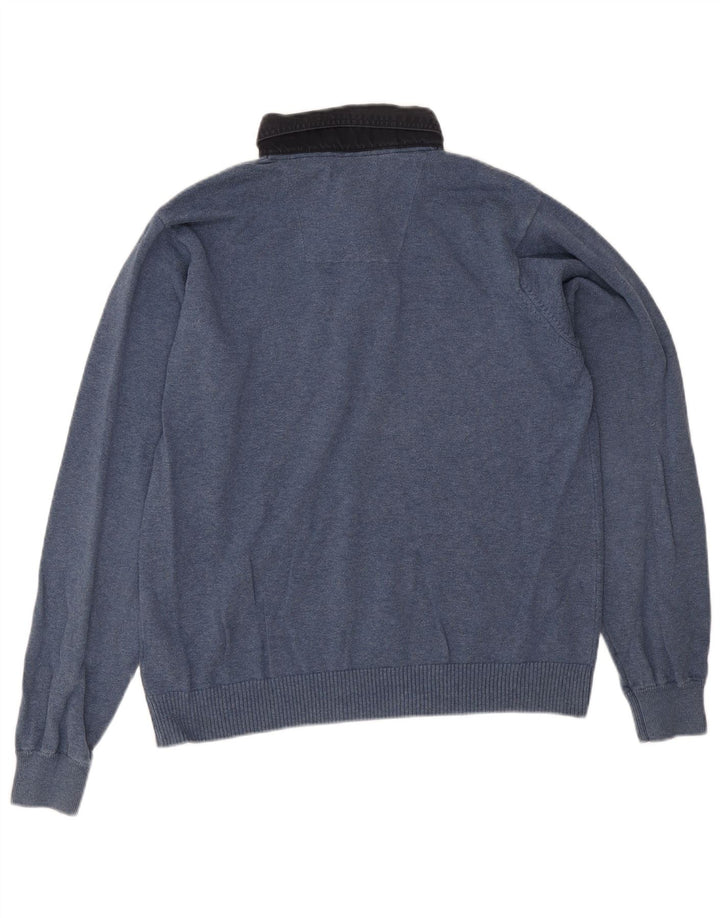 Męski sweter polo Marks & Spencer Blue Harbor, średnioniebieski