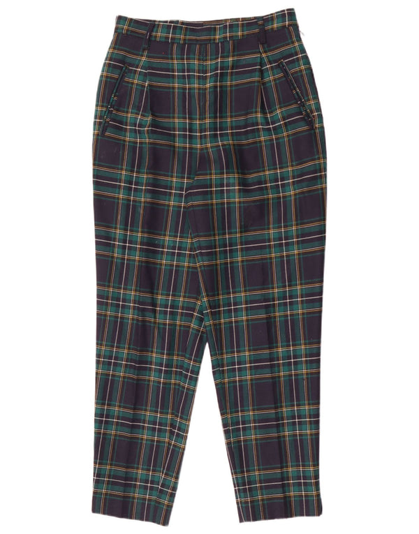 Damskie zwężane spodnie garniturowe Gianni Abozzi IT 44 Medium W28 L27 Zielona kratka