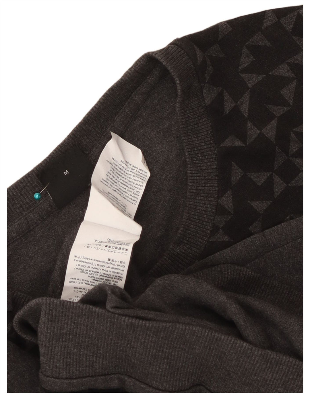 Damska bluza dresowa Hugo Boss UK 14, średnia szara, geometryczna bawełna
