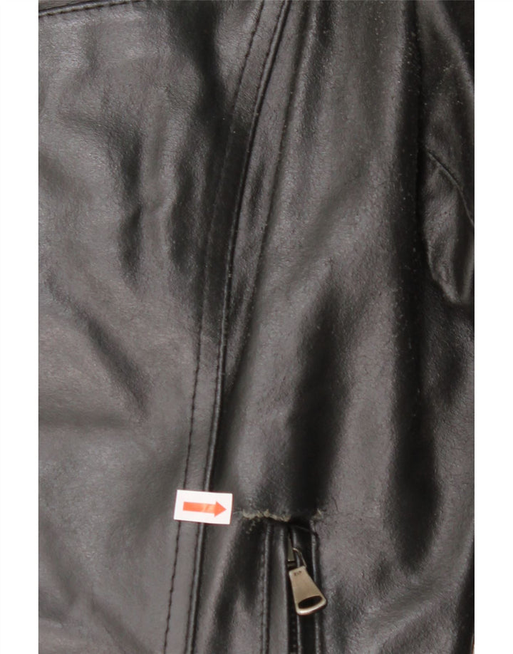 VINTAGE Womens Leather Jacket IT 44 Medium Black Leather Vintage Vintage and Second-Hand Vintage from Messina Hembry 