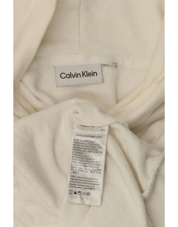 Męski sweter z kapturem i grafiką Calvin Klein 3XL w kolorze złamanej bieli, bawełniany