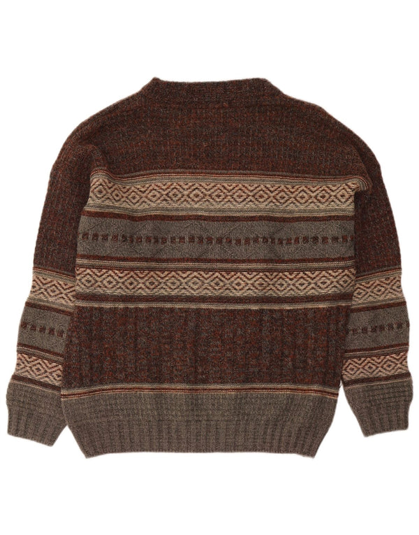 Męski sweter z dekoltem w łódkę Bresci IT 56 XL, brązowy, geometryczny