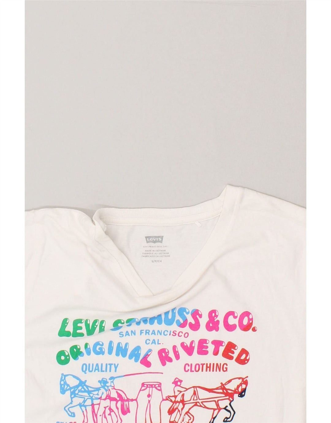LEVI'S Mens Graphic T-Shirt Top Small White Cotton Vintage Levi's and Second-Hand Levi's from Messina Hembry 