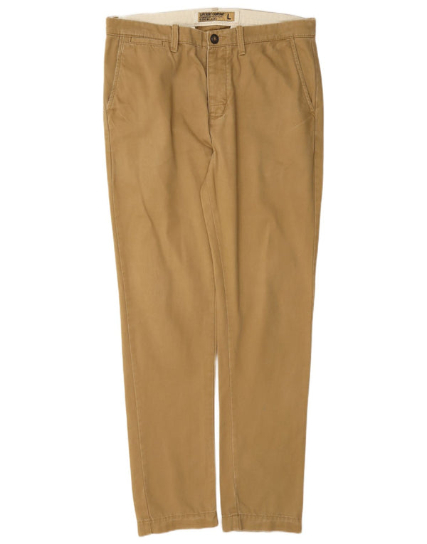 Męskie spodnie typu slim chino Superdry, duże W36 L31, beżowa bawełna