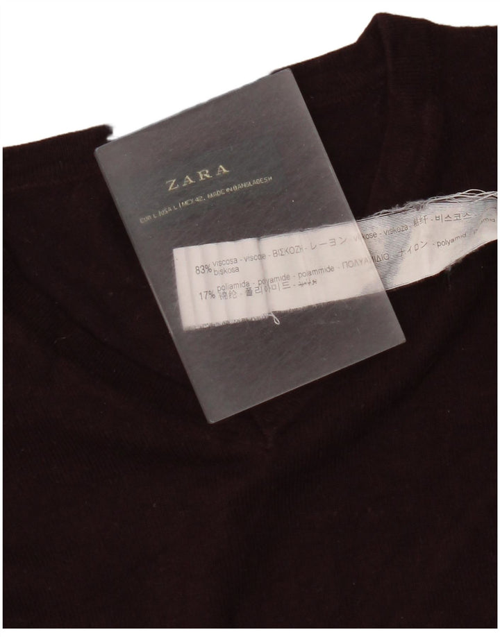 Męski sweter Zara z dekoltem w kształcie litery V, duży, bordowy, wiskozowy