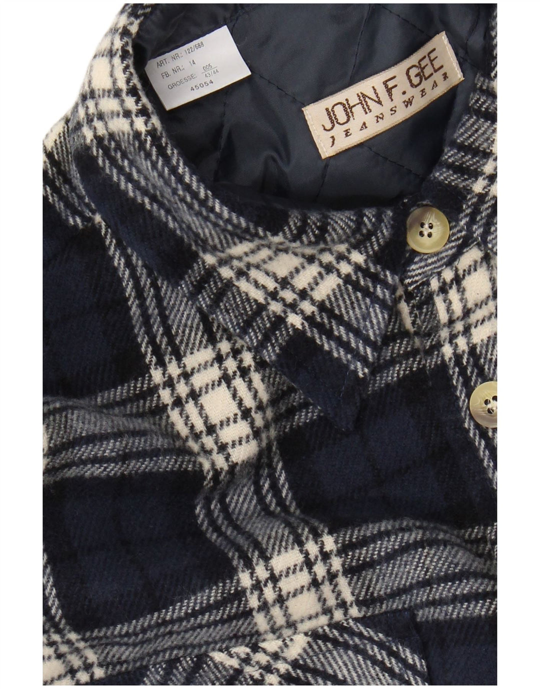 Koszula flanelowa męska JOHN F GEE, rozmiar 43/44 XL, granatowa w kratkę