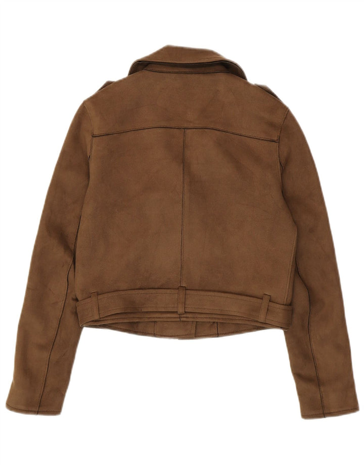 Damska kurtka motocyklowa Zara Crop UK 6 XS brązowa