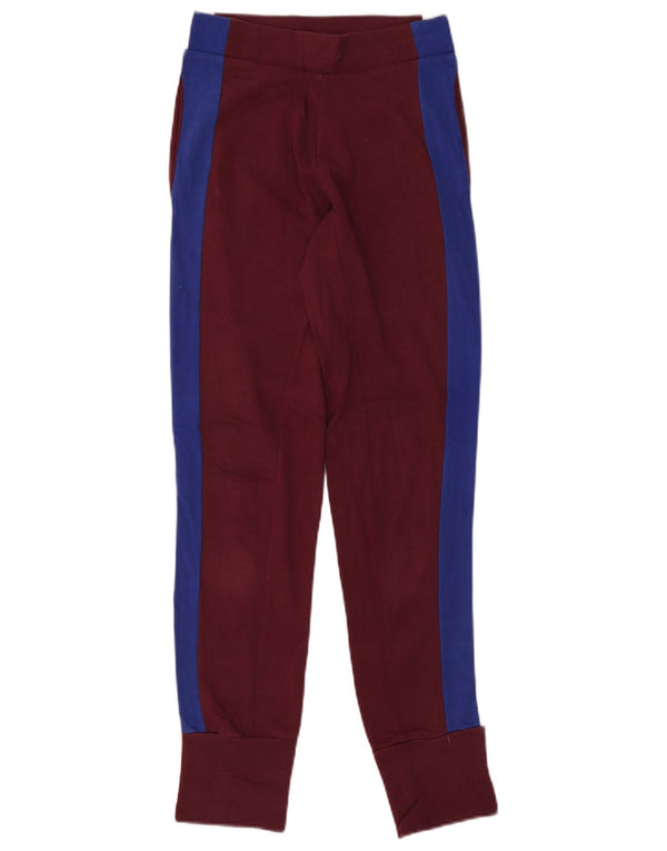 Adidas Womens Tracksuit Trousers Joggers UK 8/10 Small  Burgundy Cotton