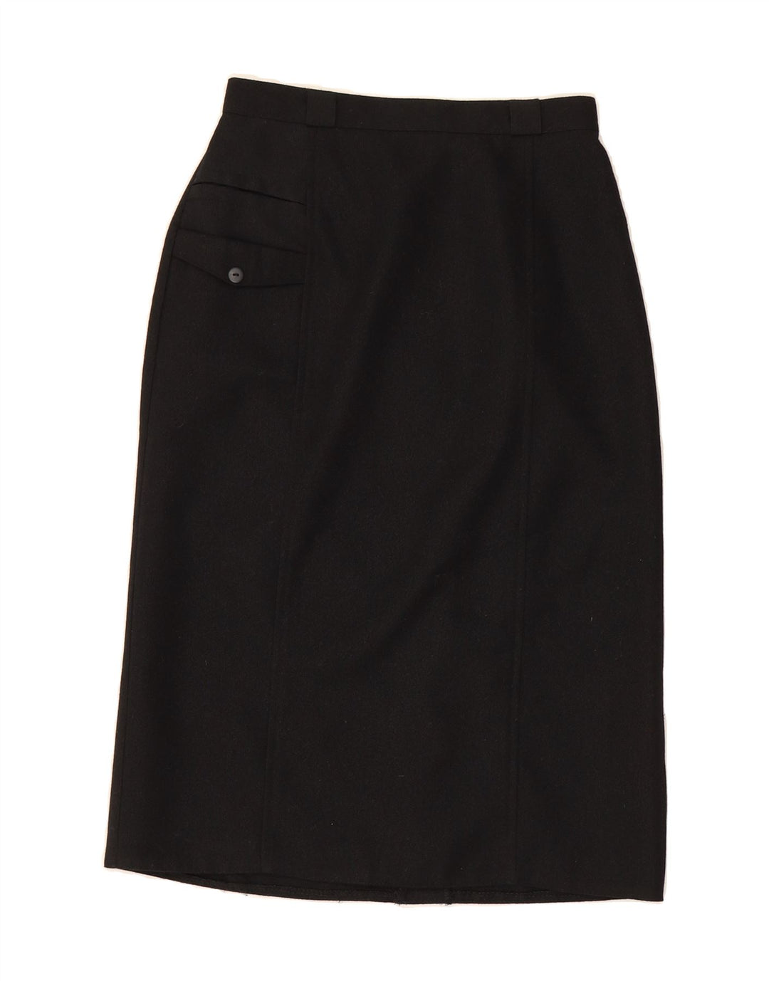 VINTAGE Womens Midi Skirt UK 12 Medium W28 Black Polyester Vintage Vintage and Second-Hand Vintage from Messina Hembry 
