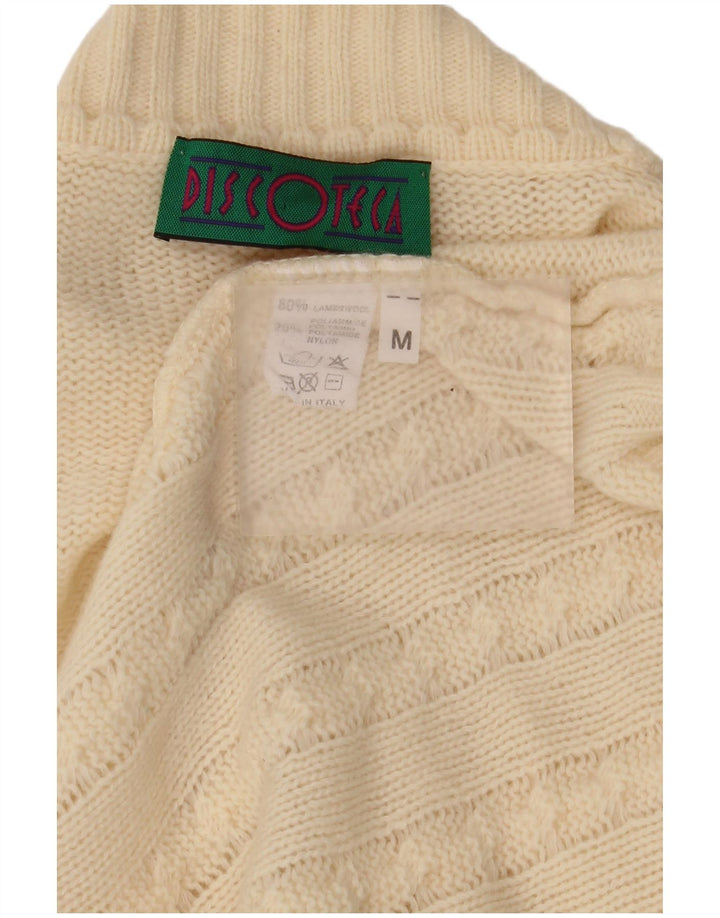 Vintage damski sweter z golfem, UK 14, średni, w kolorze złamanej bieli