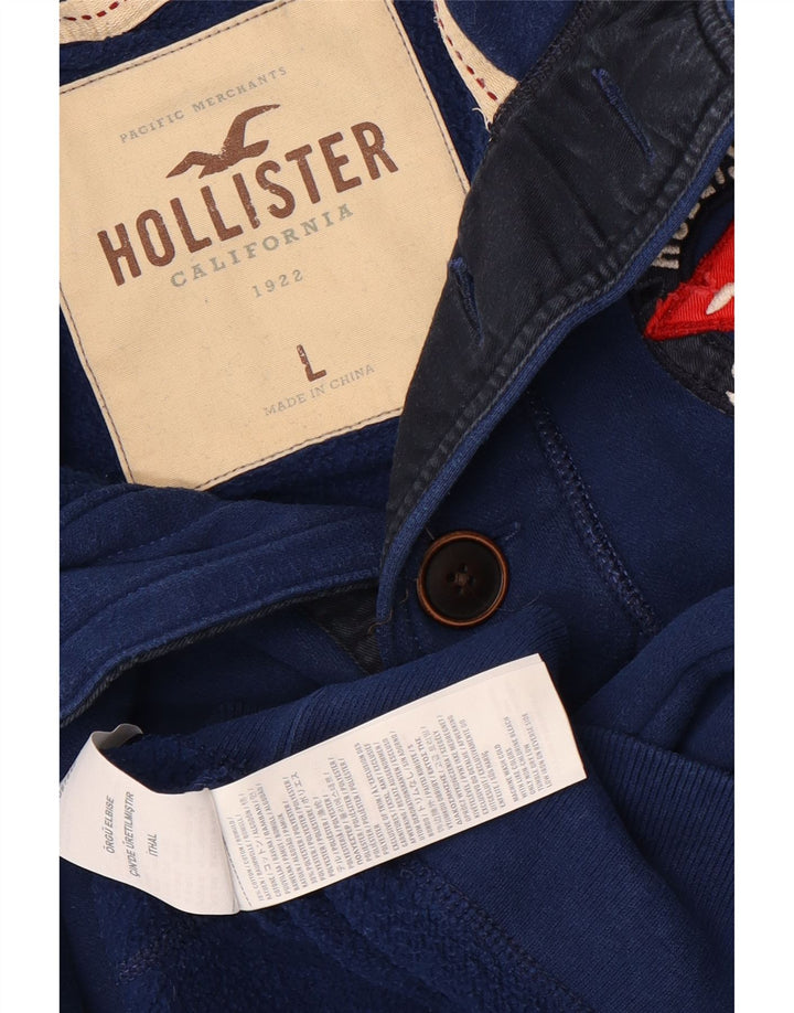 Męska bluza z kapturem Hollister, duża, niebieska, bawełniana