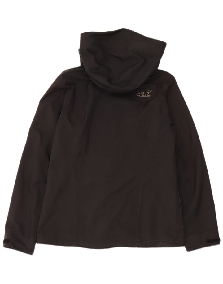 Damska kurtka przeciwdeszczowa Jack Wolfskin z kapturem, oversize UK 10, mała czarna