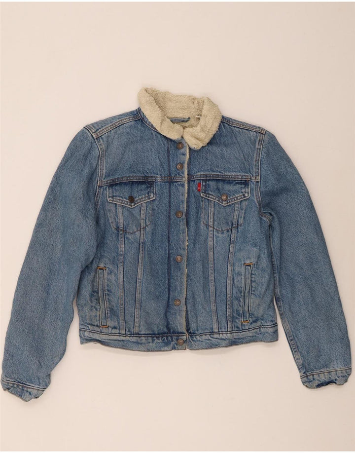 Damska kurtka jeansowa Levi's Sherpa UK 14, duża, niebieska, bawełniana