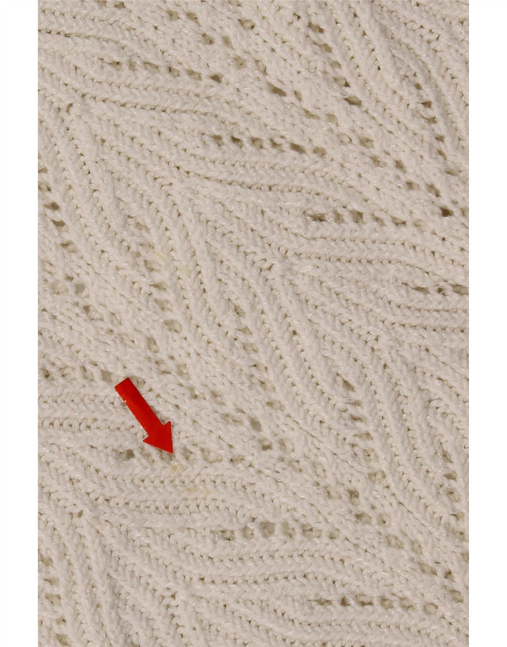 Sweter damski w stylu vintage z golfem UK 14, duży biały