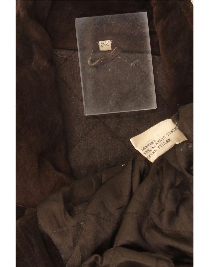 Vintage męski zamszowy płaszcz wiatrówka IT 52 XL brązowa skóra