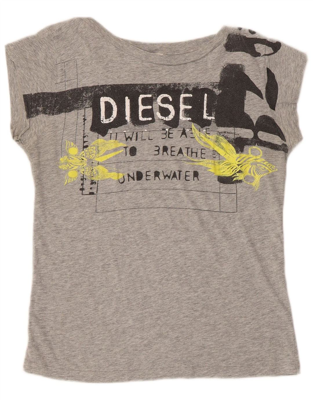 Damska koszulka z grafiką Diesel Top UK 12 Medium Grey Flecked