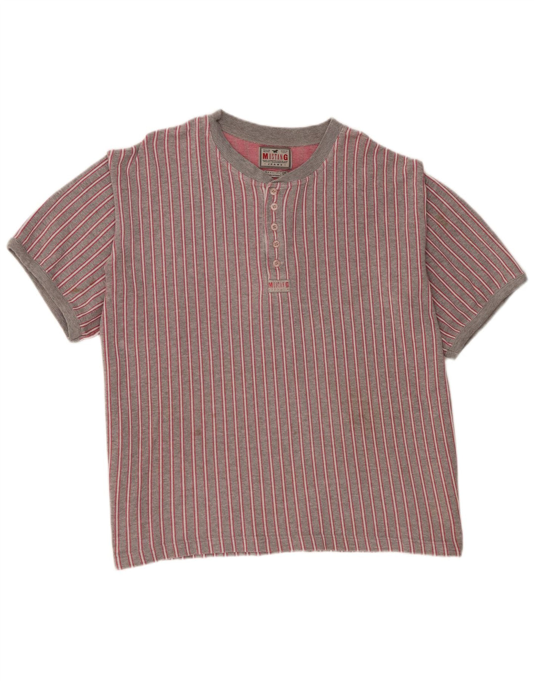 T-shirt męski Mustang Top XL, szary, bawełniany w paski