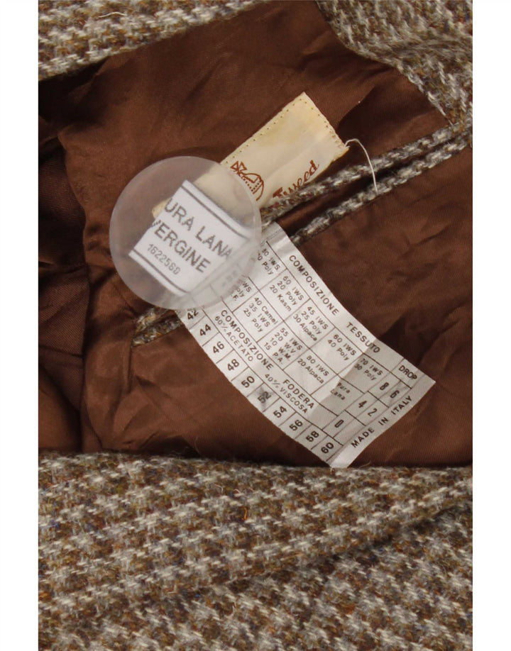 Męska marynarka zapinana na 2 guziki Harris Tweed UK 42 XL Brązowa pepitka