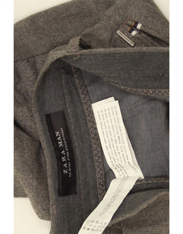 Męskie spodnie chino Zara Crop EU 38 Small W30 L25 Szary poliester