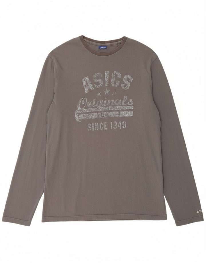 ASICS Mens Originals Graphic Top Long Sleeve Medium Grey Cotton
