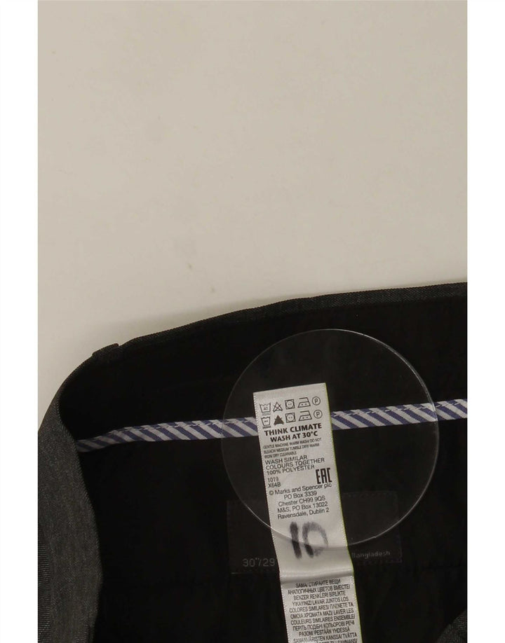 Męskie spodnie garniturowe Marks & Spencer W30 L29 Szary poliester