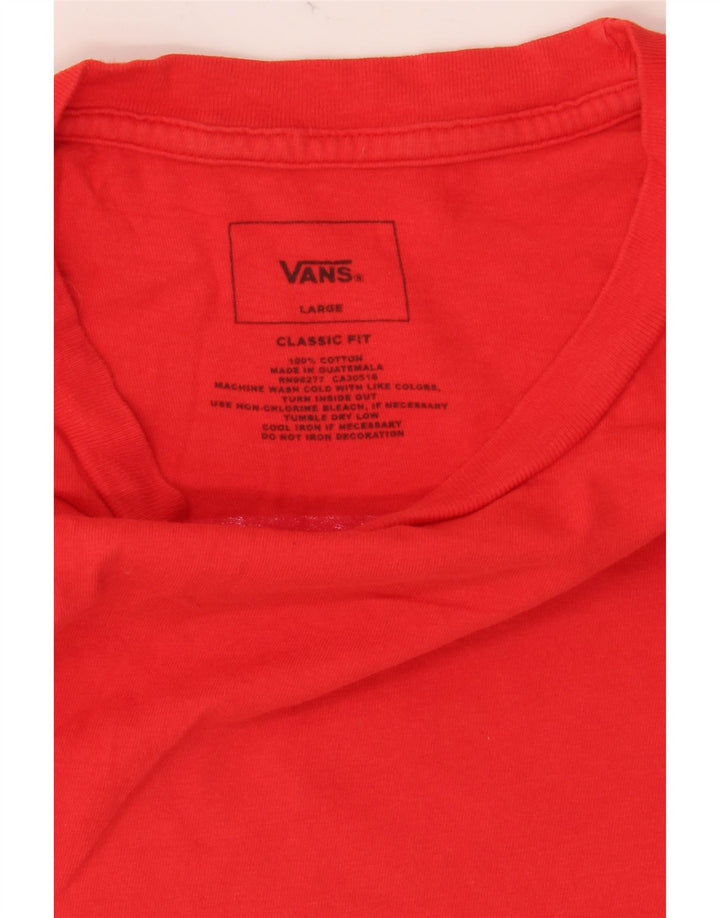 Męski T-shirt Vans o klasycznym kroju z grafiką, duży, czerwony, bawełniany