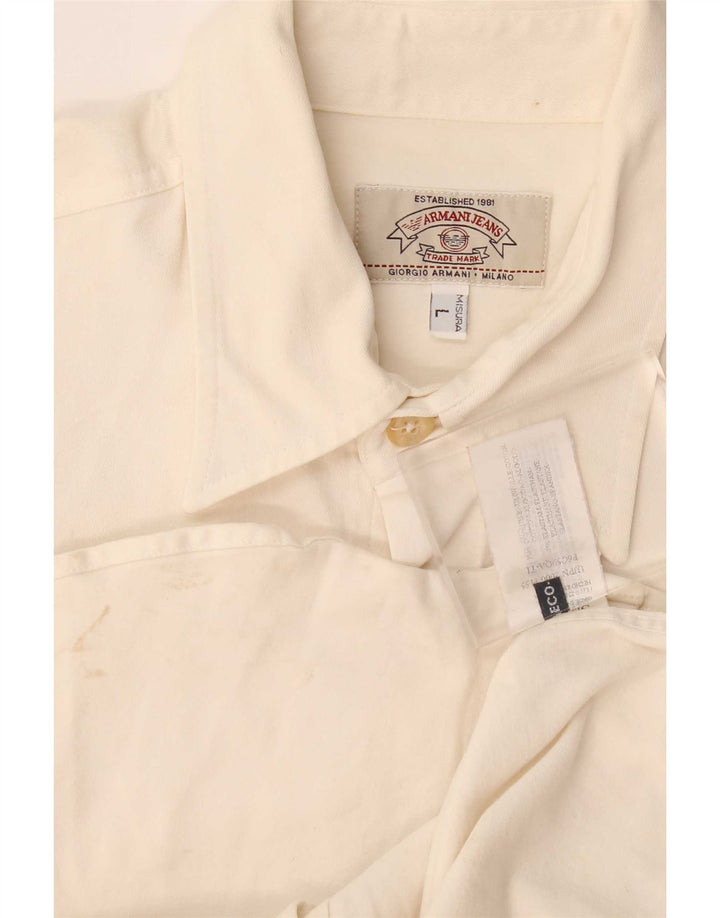 Koszula męska Armani Jeans, duża, bawełniana w kolorze złamanej bieli