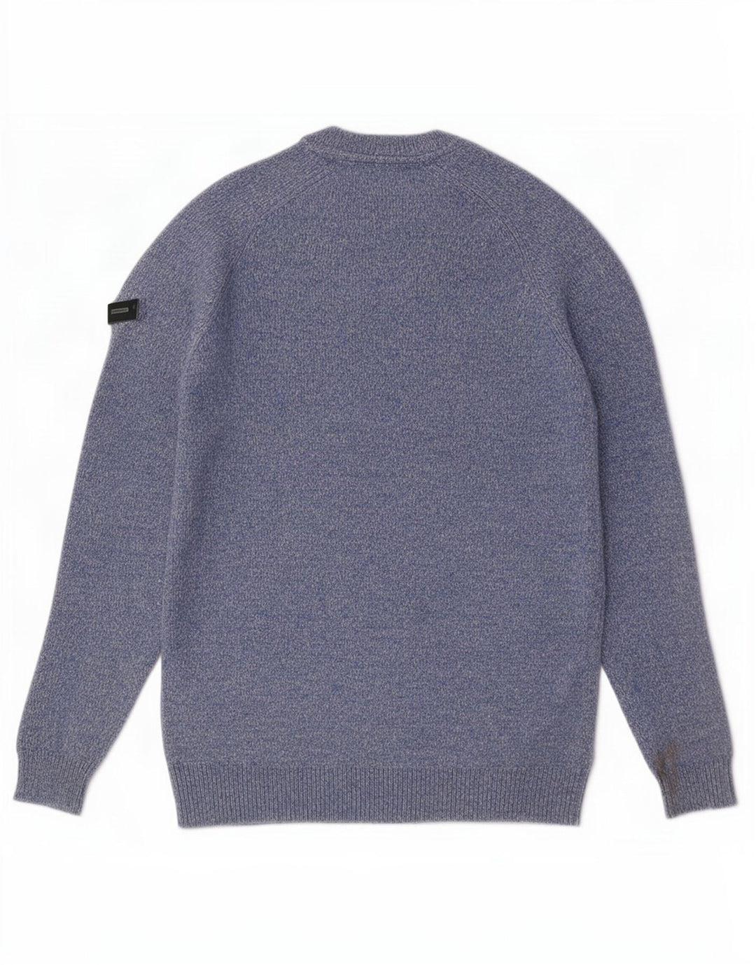 Męski sweter Superdry z okrągłym dekoltem, średni niebieski, nakrapiana wełna jagnięca