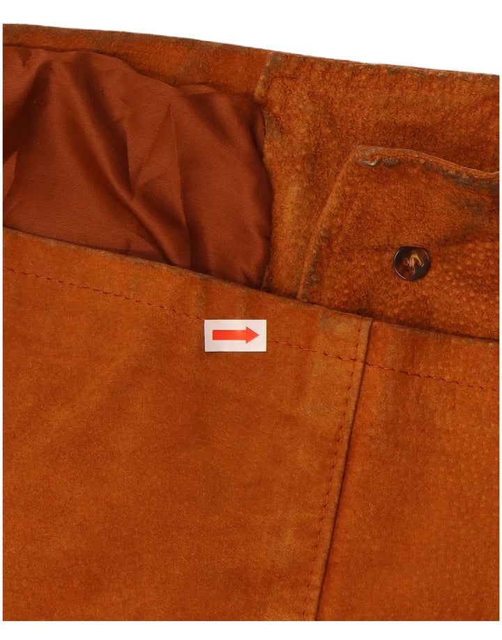 Zamszowa kurtka damska VINTAGE UK 14 Średniobrązowa skóra