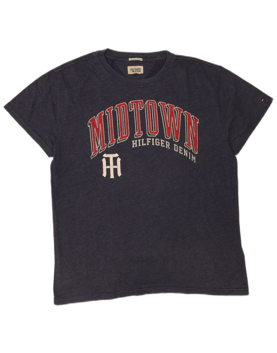 Męska koszulka z grafiką Tommy Hilfiger Top, średnia, granatowa bawełna