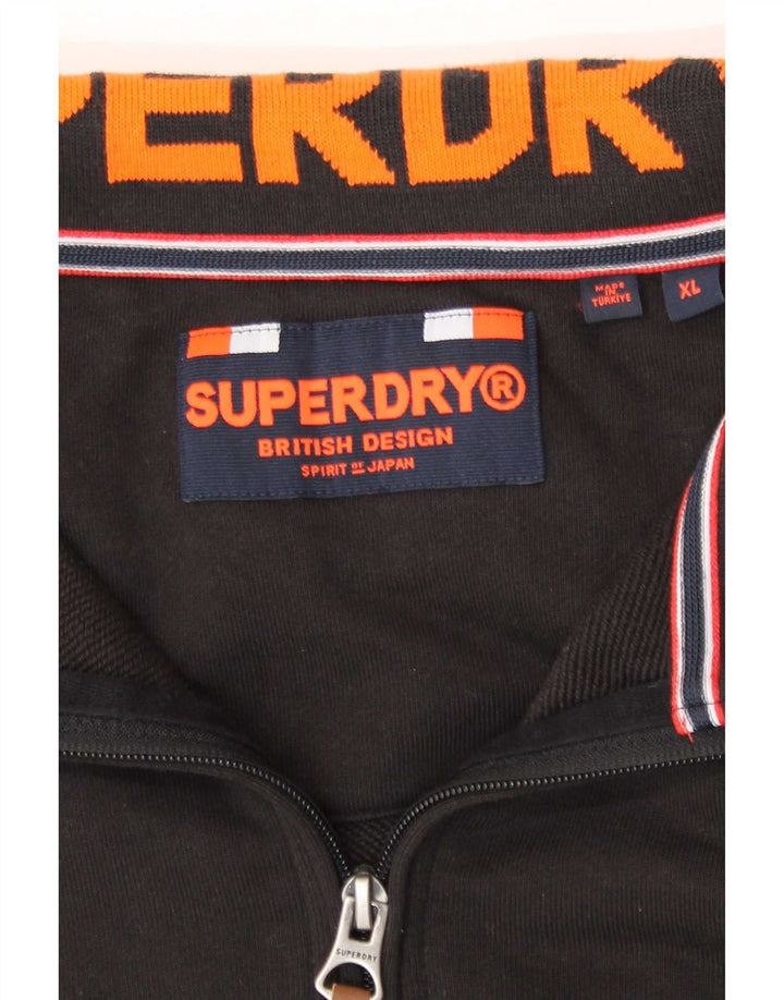 Męski sweter z zamkiem błyskawicznym Superdry XL, czarny, bawełniany