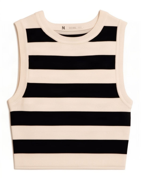 Damski top z krótkim rękawem Zara UK 8 Small White Striped Viscose