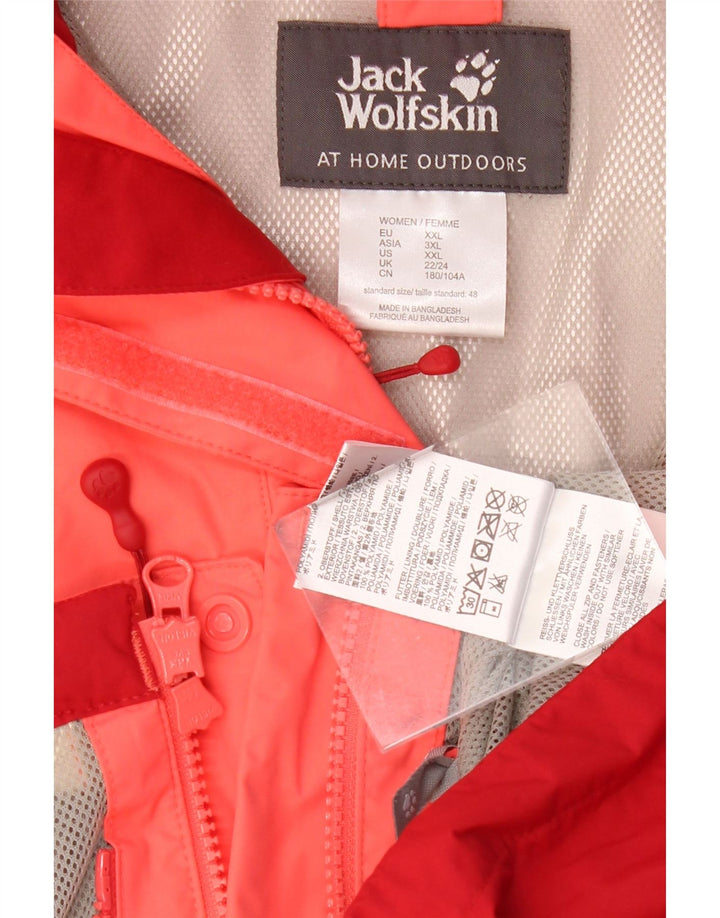 Damska kurtka przeciwdeszczowa z kapturem JACK WOLFSKIN UK 22/24 2XL Różowy blok kolorów