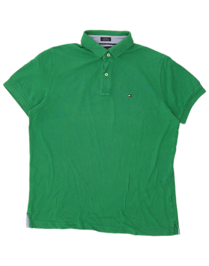 Męska koszulka polo o dopasowanym kroju TOMMY HILFIGER w kolorze średniozielonym