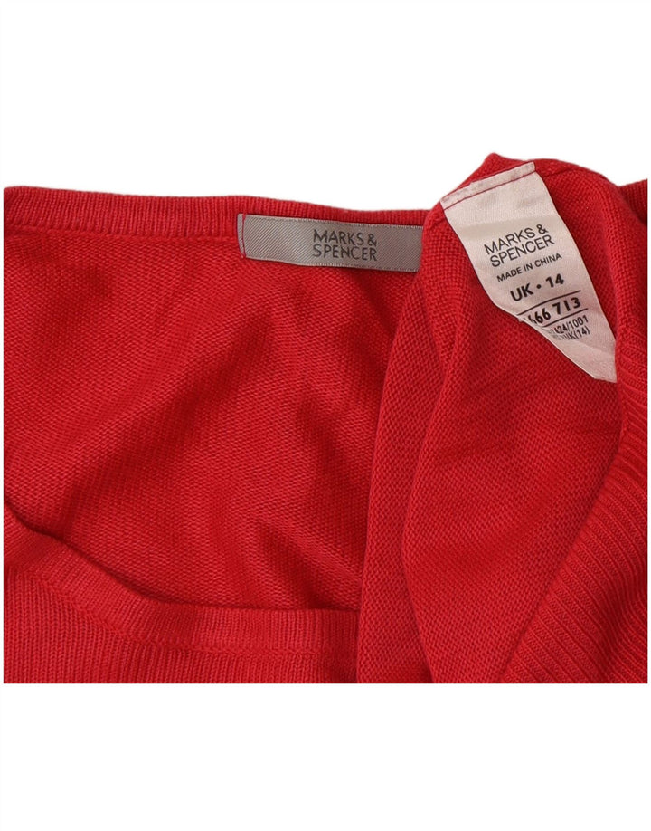 Marks & Spencer Damski sweter oversize z dekoltem w łódkę, UK 14, duży różowy
