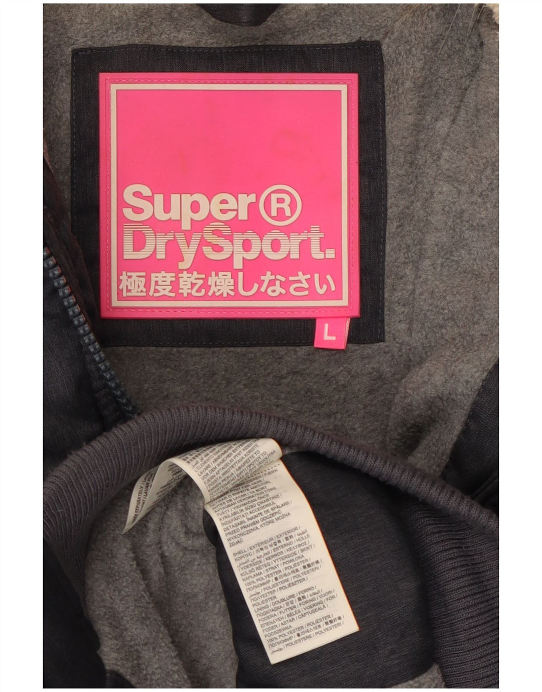 SUPERDRY Damska ocieplana kurtka z kapturem UK 14, duża, granatowa, poliester