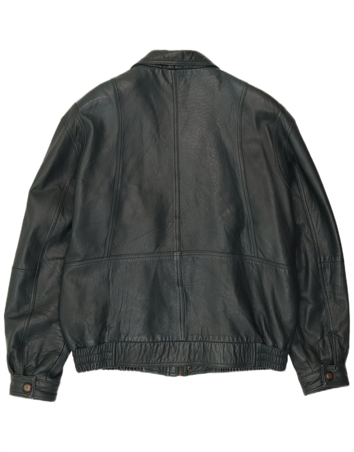 Męska kurtka skórzana VINTAGE EU 56 3XL Zielona skóra