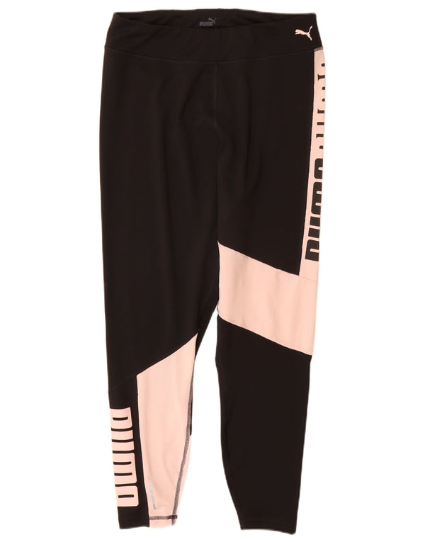 Damskie legginsy PUMA Crop Graphic UK 14, duże czarne bloki kolorów