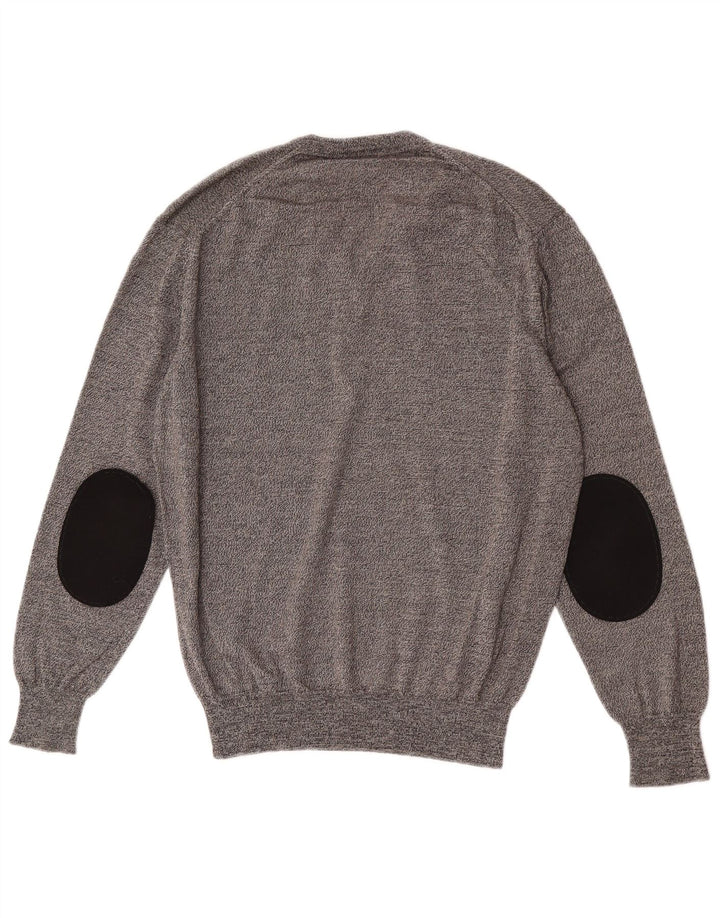 Męski sweter Valentino z dekoltem w szpic IT 48 Średnioszara wełna merynosowa