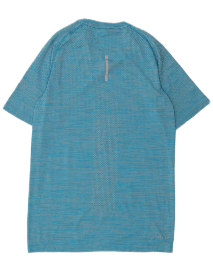 Męski T-shirt Nike Dri Fit Top, mały, niebieski nylon w prążki