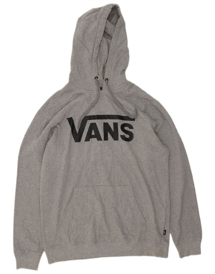 Męski sweter z kapturem Vans z grafiką, duży, szary, bawełniany